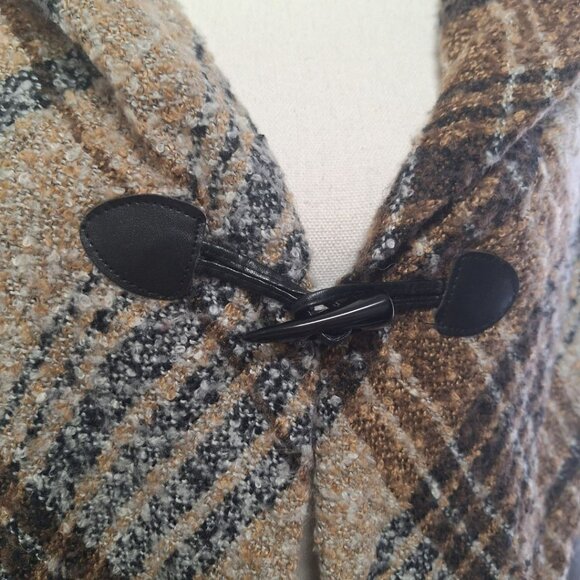 Modena Shawl Wrap Plaid Brown Toggle Fringe 36 Inches Across Fall Winter Soft - Picture 7 of 8